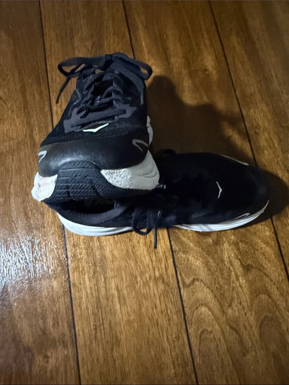 Hoka Black and White Road Running Shoes